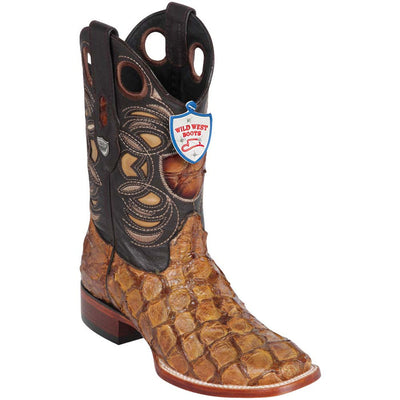 Botas de Pescado Pirarucu Original en Horma Rodeo Cuadrada