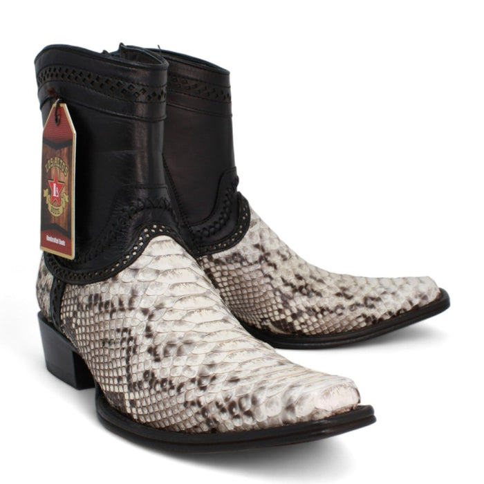 Men’s Natural Python Western Boots with Black Shaft, European Toe Vaquero Dress Boots LAB-76B5749