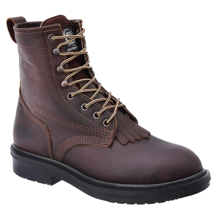 Botas de Trabajo de Agujetas con Barbitas y Casco de Acero Color Cafe WD