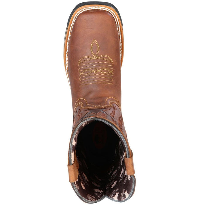 Botas de Trabajo de Cuero Horma Rodeo Color Tan con Estrellas