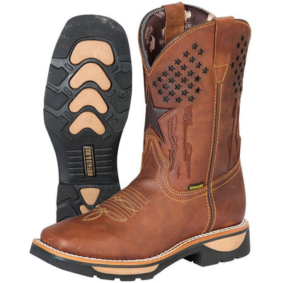 Botas de Trabajo de Cuero Horma Rodeo Color Tan con Estrellas