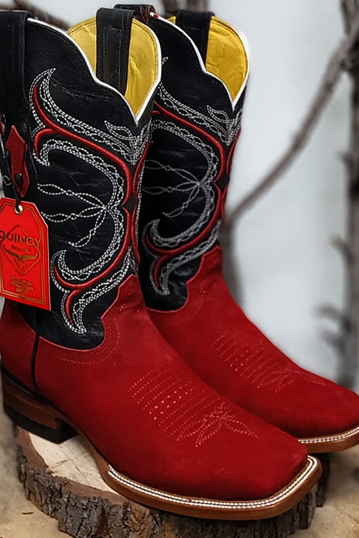 Botas de Cuero Gamuza Horma Rodeo Cuadrada