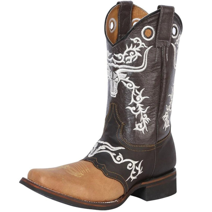 Botas Vaqueras de Cuero Crazy con Nobuck Horma Rodeo Color Miel