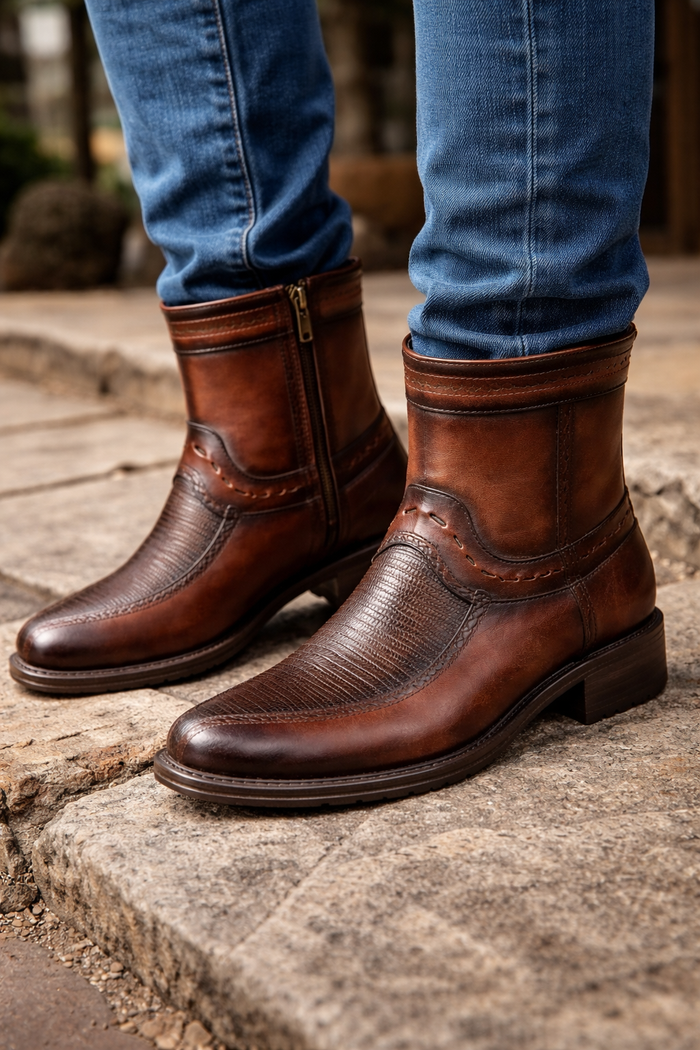 Botas de Armadillo con Venado Punta Europea LAB-76BF0716