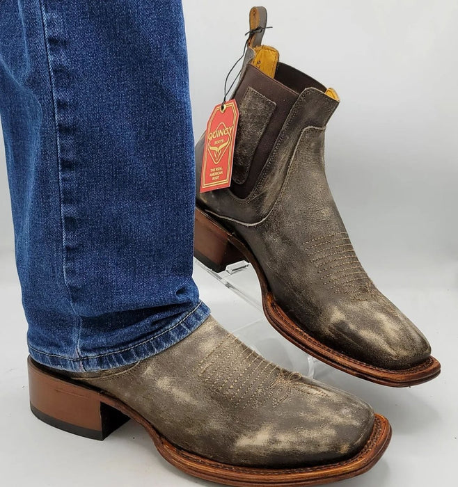 Botin Charro Quincy con Punta Cuadrada Cafe Claro