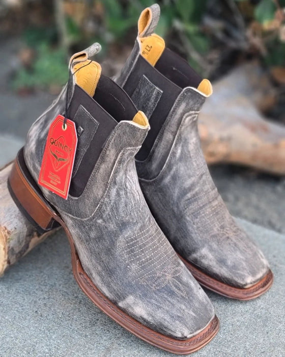 Botin Charro Quincy Punta Cuadrada Cafe Claro
