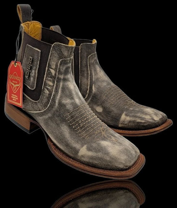Botin Charro Quincy con Punta Cuadrada Cafe Claro