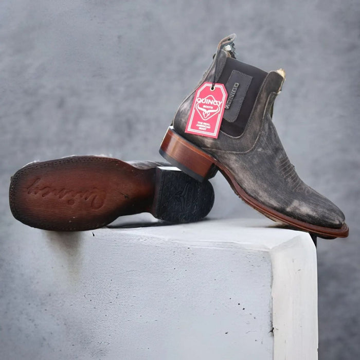 Botin Charro Quincy Punta Cuadrada Cafe Claro