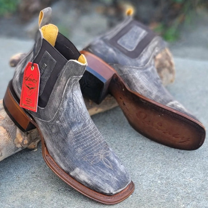 Botin Charro Quincy con Punta Cuadrada Cafe Claro
