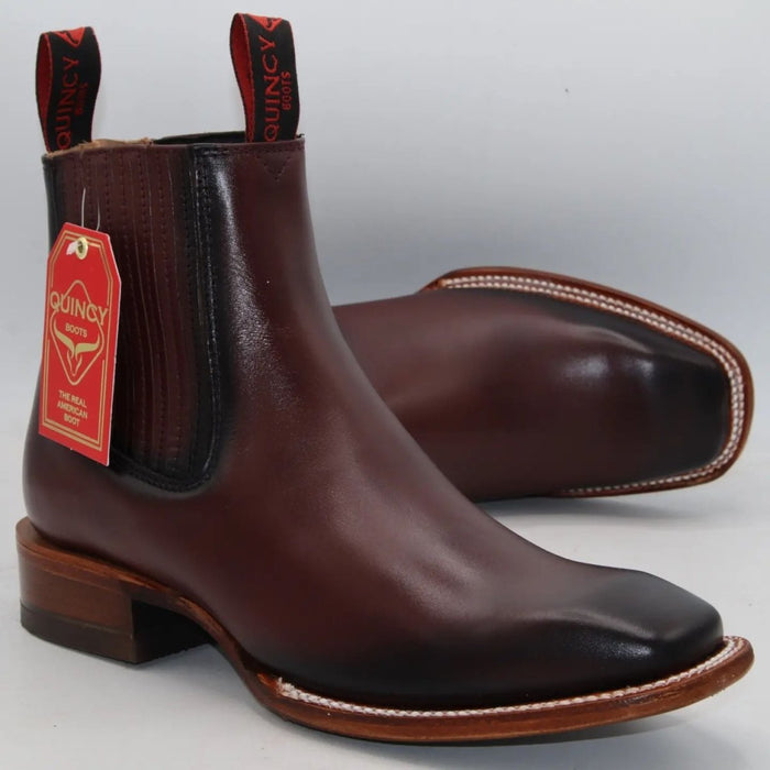 Botines Charros Quincy Punta Cuadrada Vino
