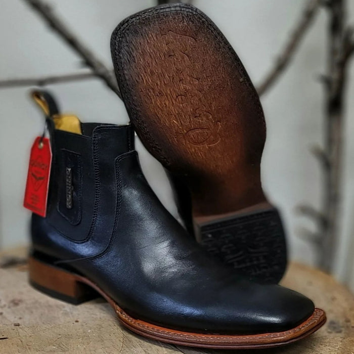 Botines Charros Quincy Punta Cuadrada Negro