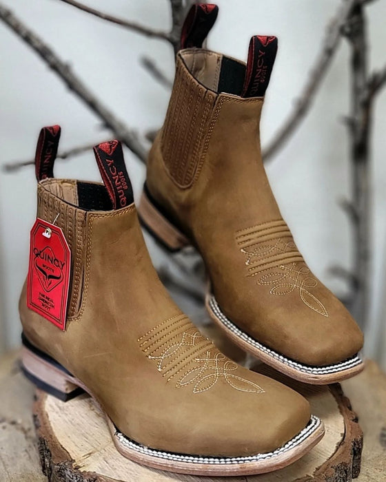 Botin Charro Quincy de Cuero Papaya Square Toe