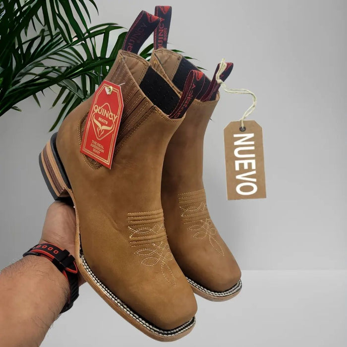 Botin Charro Quincy de Cuero Papaya Square Toe