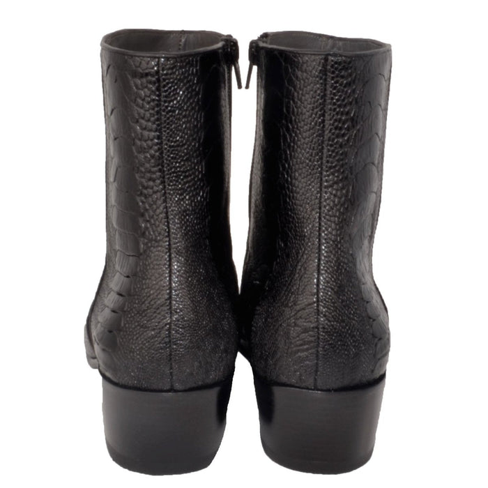 Botines de Piel de Avestruz Negro Puntal LAB-630505