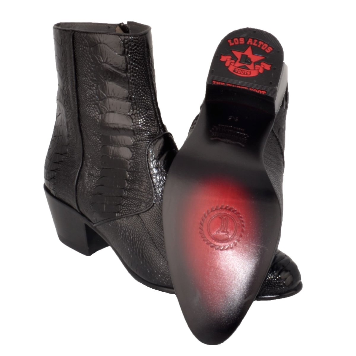 Botines de Piel de Avestruz Negro Puntal LAB-630505