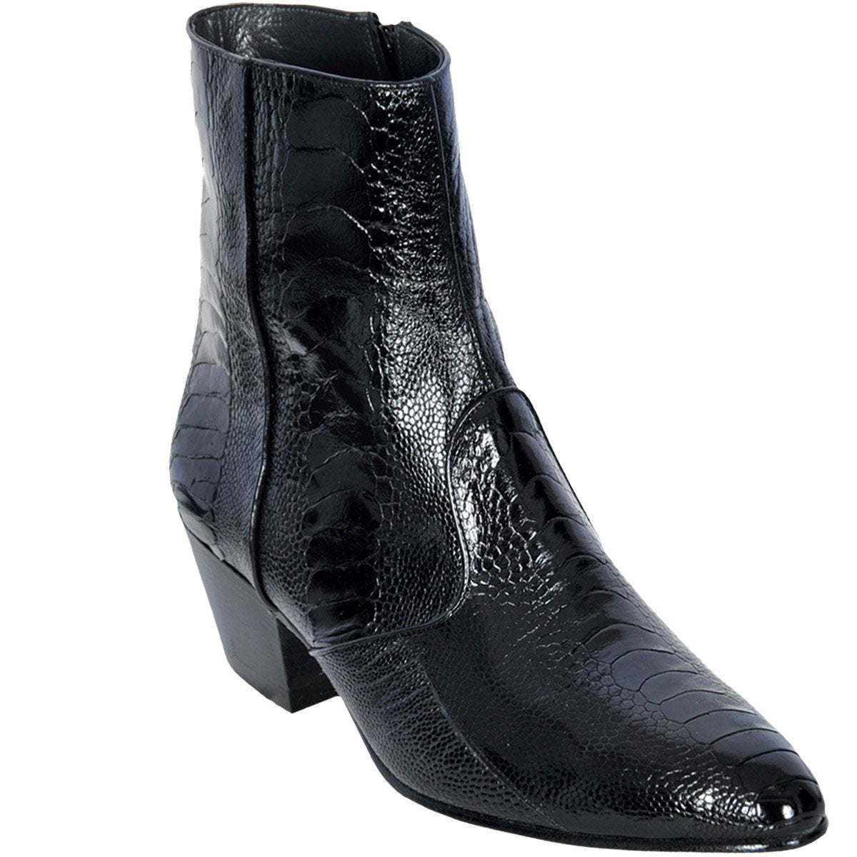 Botines de Piel de Avestruz Negro Puntal LAB-630505
