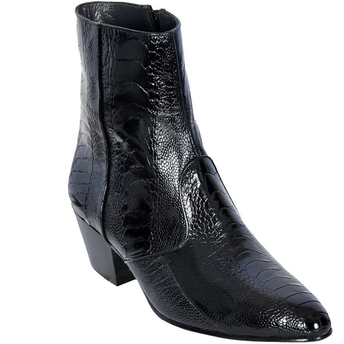 Botines de Piel de Avestruz Negro Puntal LAB-630505
