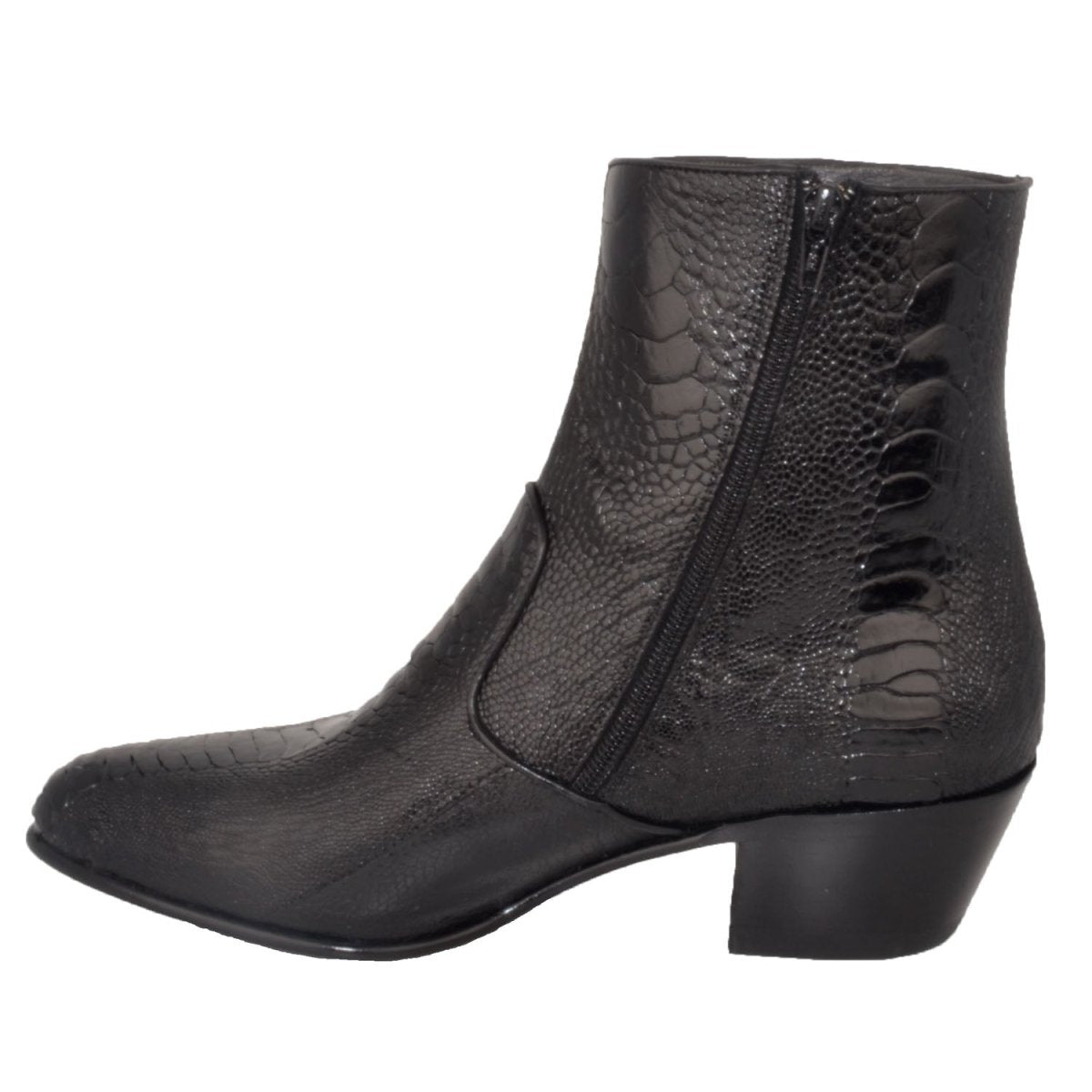 Botines de Piel de Avestruz Negro Puntal LAB-630505