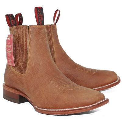 Botines Charro Quincy Punta Cuadrada Tan