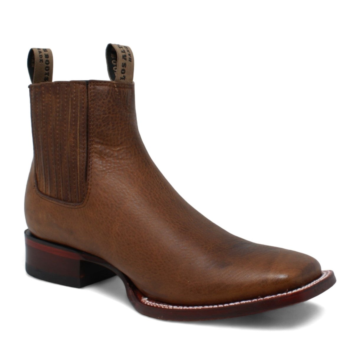 Botines Charros Cuero Rage Punta Cuadrada Nuez