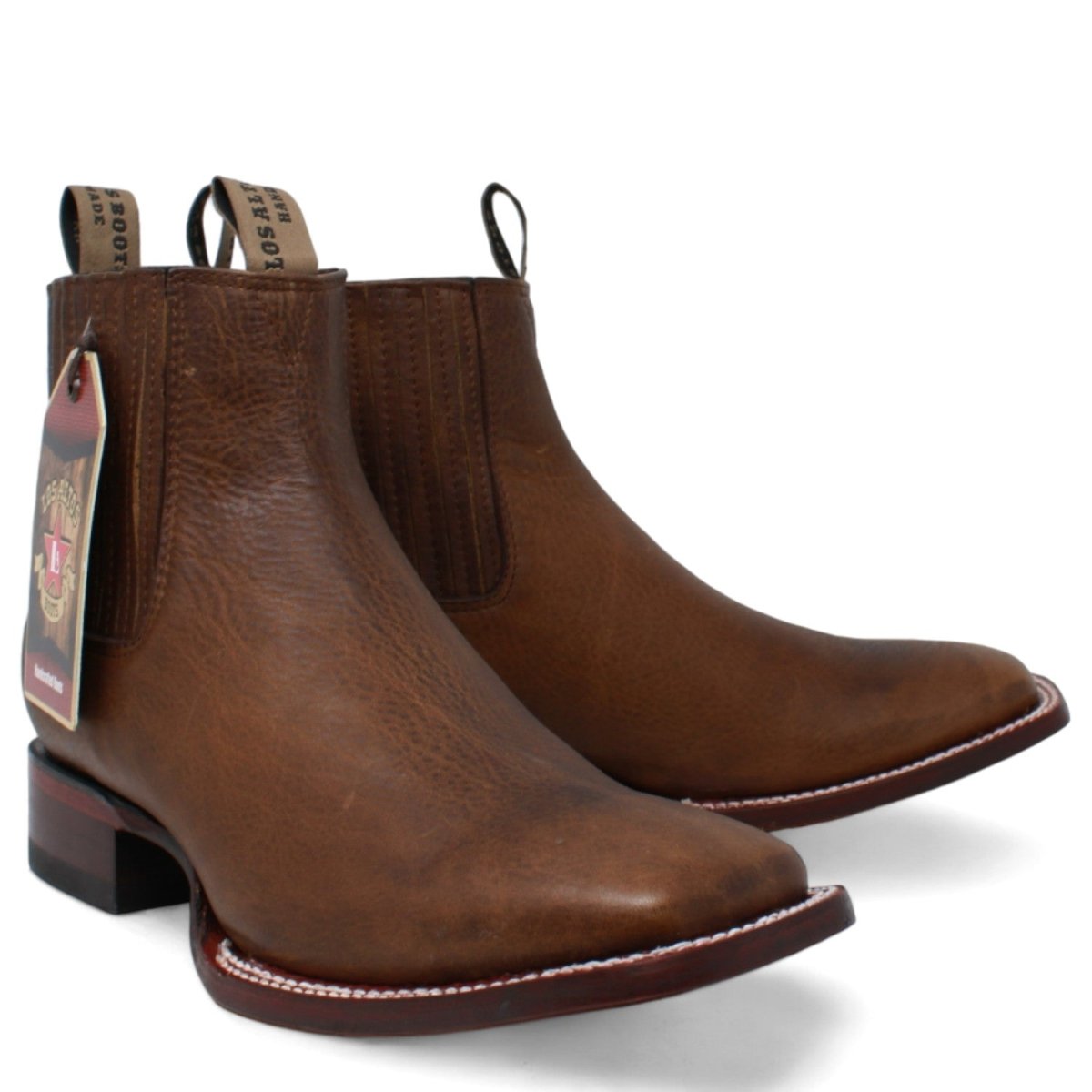 Botines Charros Cuero Rage Punta Cuadrada Nuez