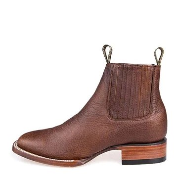 Botines Charros de Cuero Rage Punta Cuadrada Nuez