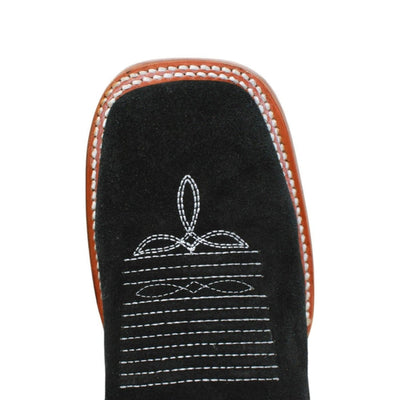 Botines Charros de Gamuza Punta Cuadrada Negro Joven
