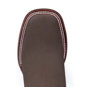 Botines Charros de Gamuza Mujer Punta Cuadrada Chocolate