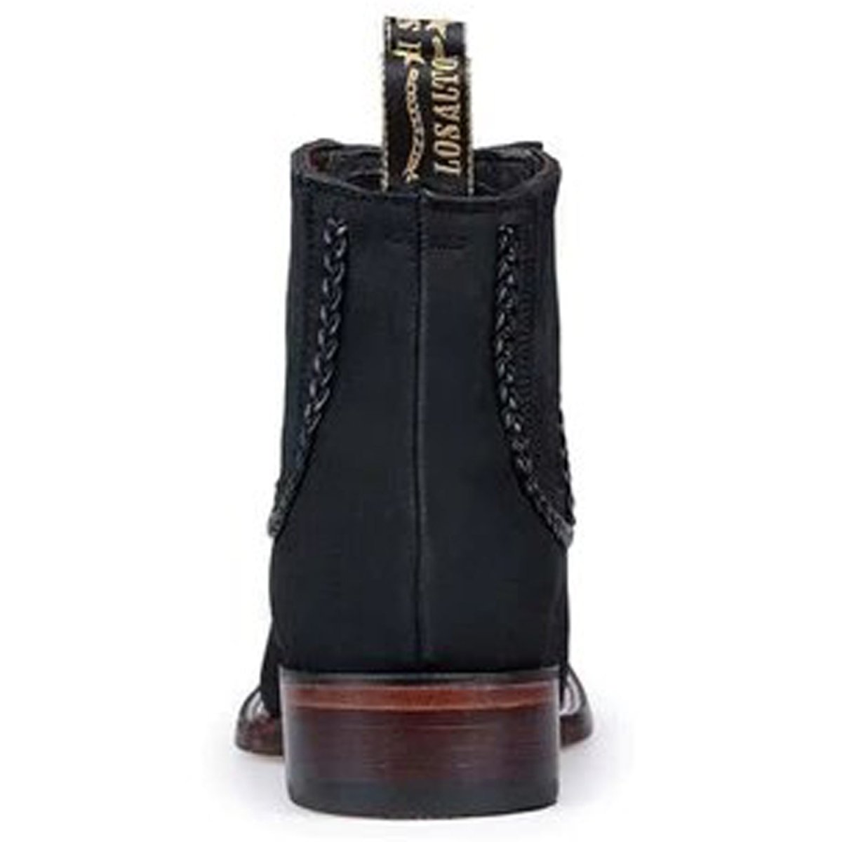 Botines Charros de Gamuza Punta Cuadrada Mujer Negro