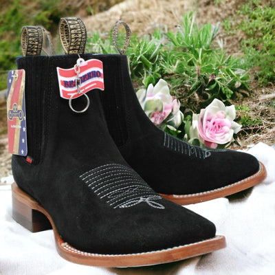 Botines Charros de Gamuza Punta Cuadrada Mujer