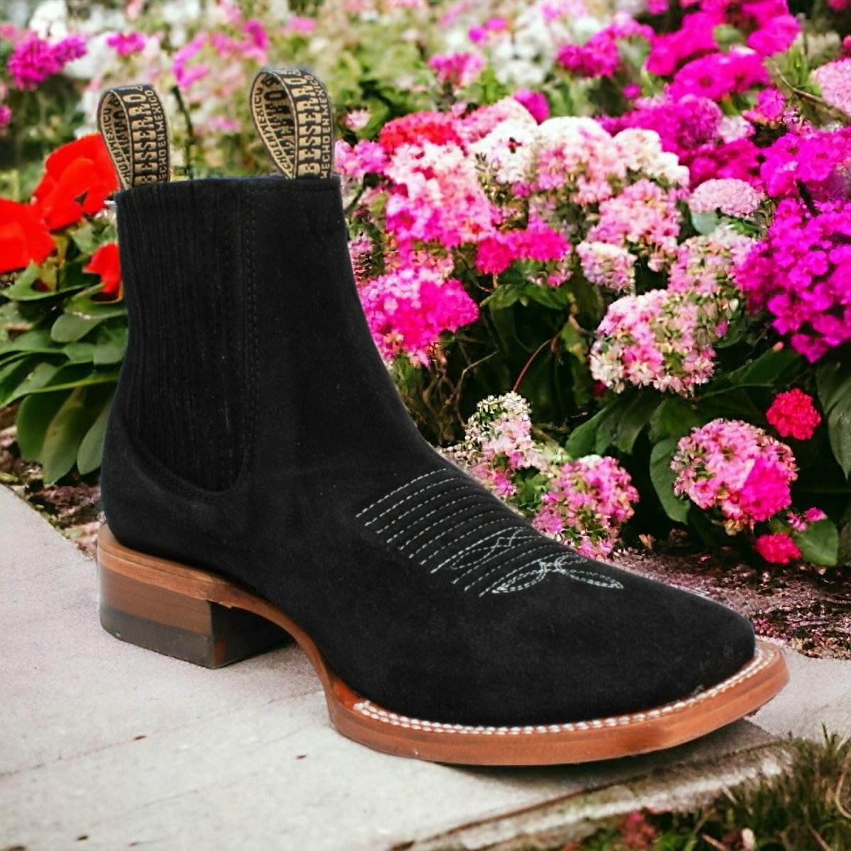 Botines Charros de Gamuza Punta Cuadrada Mujer