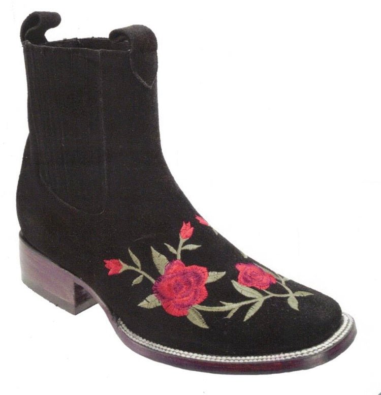 Botines Charros de Gamuza con Rosas JB-702