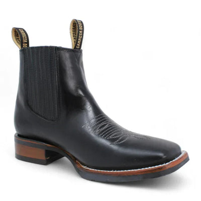 Botines Charros Punta Cuadrada Suela Hule Negro