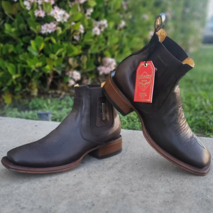 Botines Charros Quincy Punta Cuadrada Chocolate
