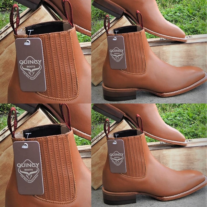 Botines Charros Quincy de Piel con Punta Cuadrada
