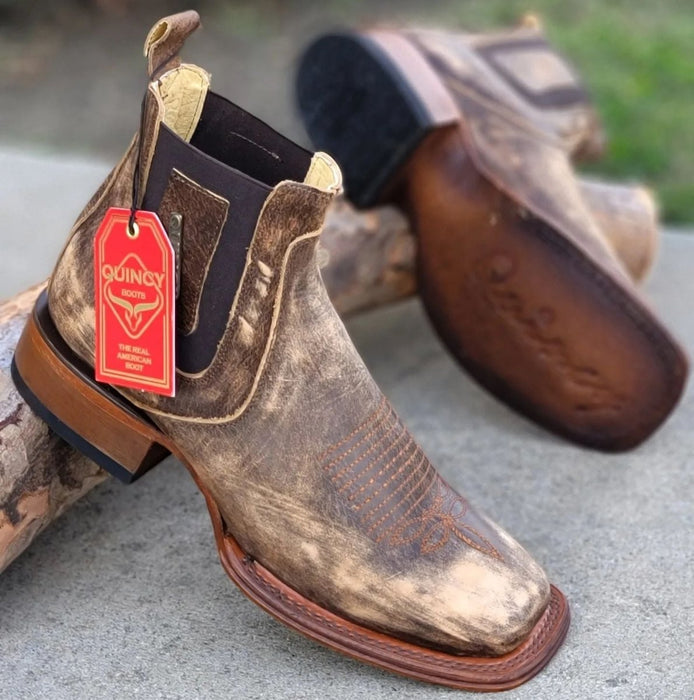 Botines Charros Quincy con Punta Cuadrada Miel
