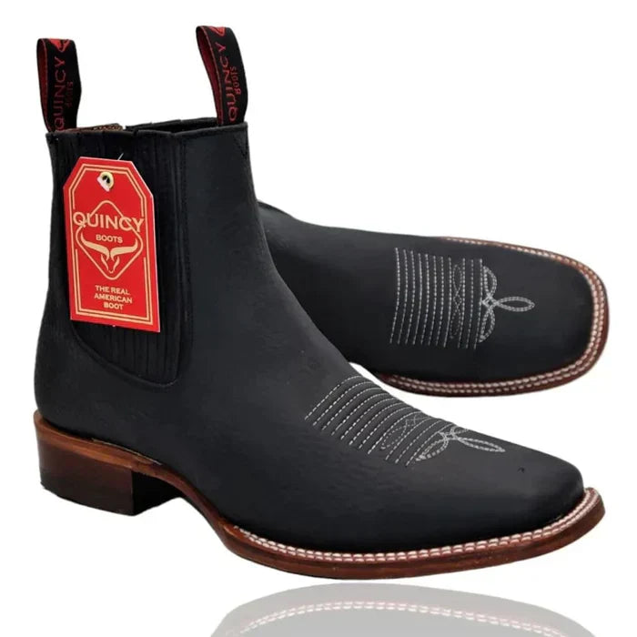Botines Charros Quincy Square Toe Black