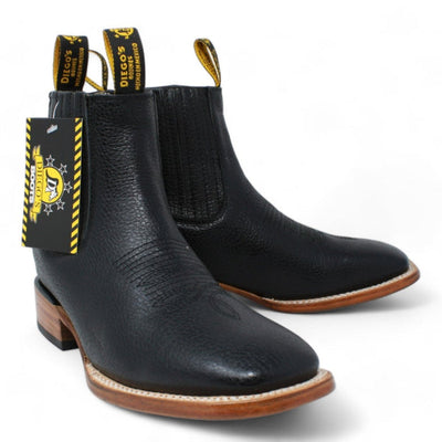 Botines Charros Quincy Punta Cuadrada Negro DIE