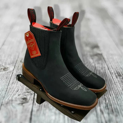 Botines Charros Quincy Square Toe Black