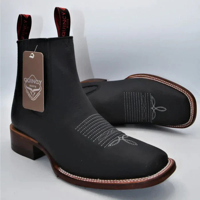Botines Charros Quincy Square Toe Black