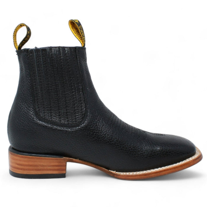 Botines Charros Quincy Square Toe Black Boot