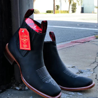 Botines Charros Quincy Square Toe Black
