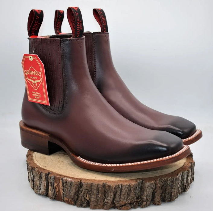 Botines Charros Quincy Punta Cuadrada Vino