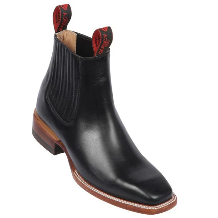 Botines Charros Quincy Punta Cuadrada en Negro