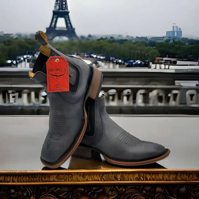 Botines Charros Quincy Volcano Cuero Punta Cuadrada