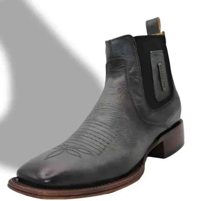 Botines Charros Quincy Volcano Cuero Punta Cuadrada