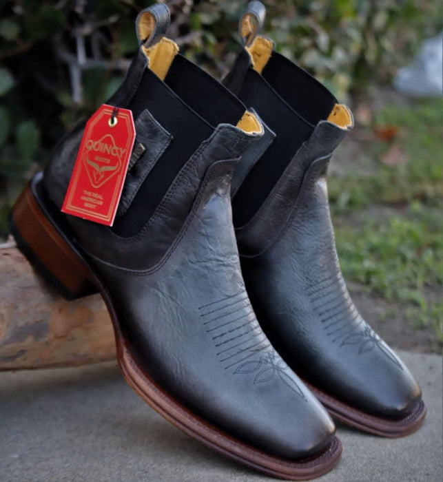 Botines Charros Quincy Cuero Volcano Punta Cuadrada