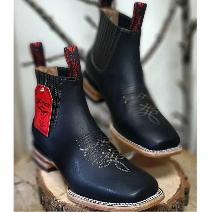 Botines Charros Quincy de Cuero Negro