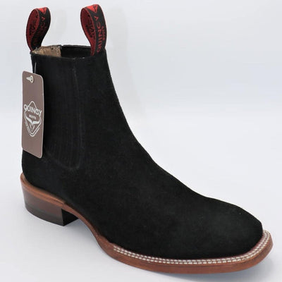 Charro Quincy Black Suede Square Toe Boots