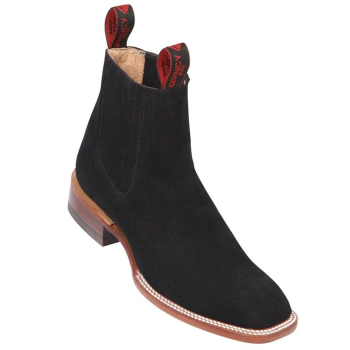 Quincy Charro Square Toe Suede Boots Black
